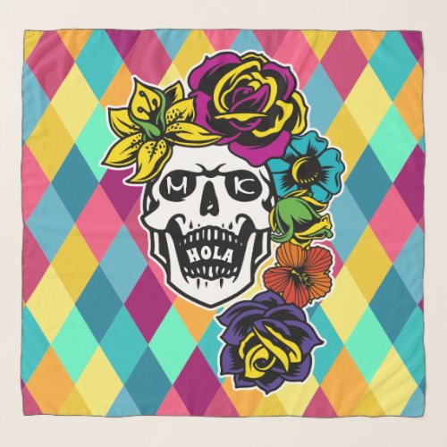 Dia de Muertos Day of the Dead Sugar Skull Custom Scarf