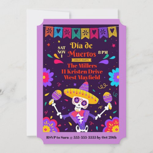 Dia de Muertos Great Party DOD  Invitation