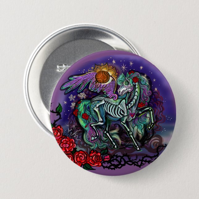 Día de Muertos Horse Button (Front & Back)