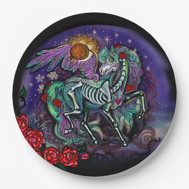 Día de Muertos Horse Paper Plates (Front)