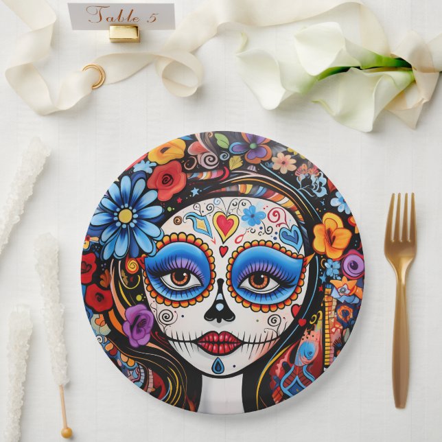 Dia de Muertos☠️ La Calavera Catrina Paper Plates (Wedding)
