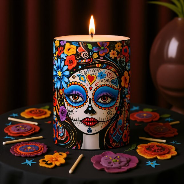 Dia de Muertos☠️ La Calavera Catrina Pillar Candle (Dia de Muertos☠️ La Calavera Catrina Pillar Candle)