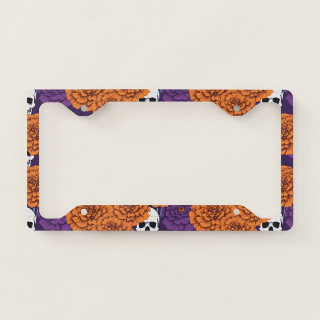 Día de Muertos License Plate Frame (Front)