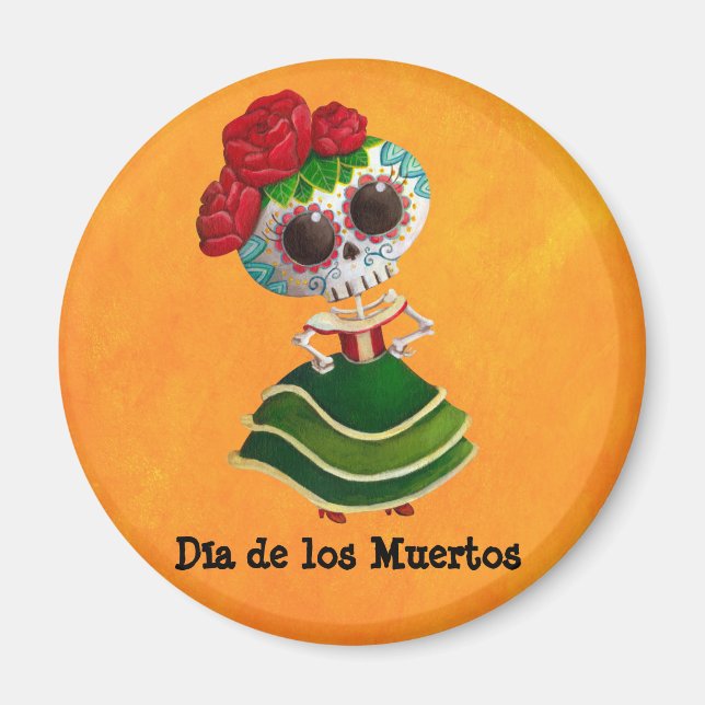 Dia de Muertos Mexican Miss Death Magnet (Front)