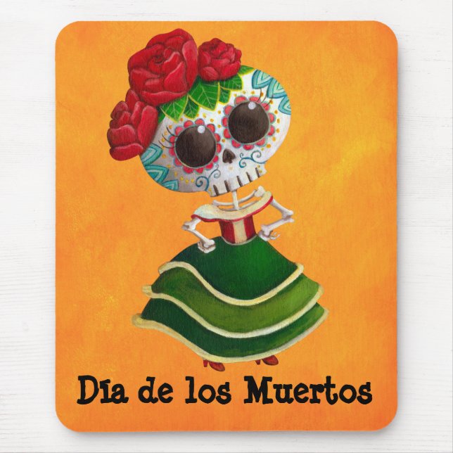Dia de Muertos Mexican Miss Death Mouse Pad (Front)