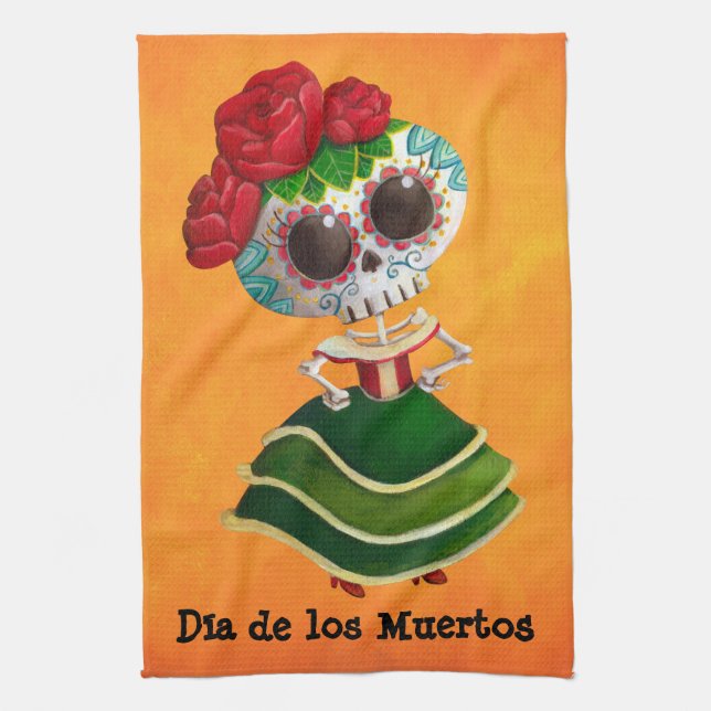 Dia de Muertos Mexican Miss Death Towel (Vertical)