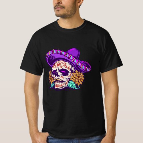 Dia de muertos mexican sugar skull T_Shirt