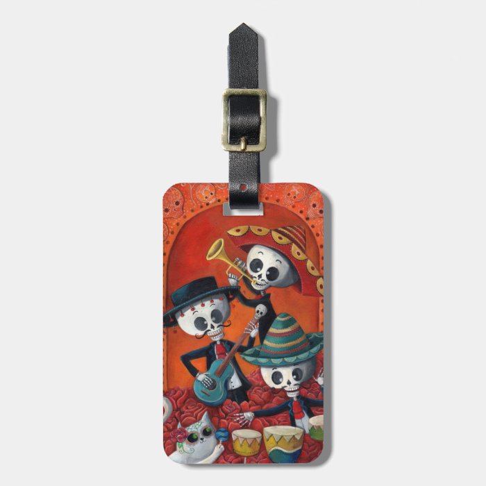 Dia de Muertos Musical Skeleton Band Luggage Tag