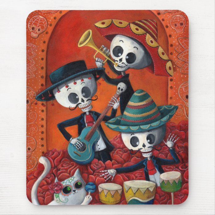 Dia de Muertos Musical Skeleton Band Mousepad