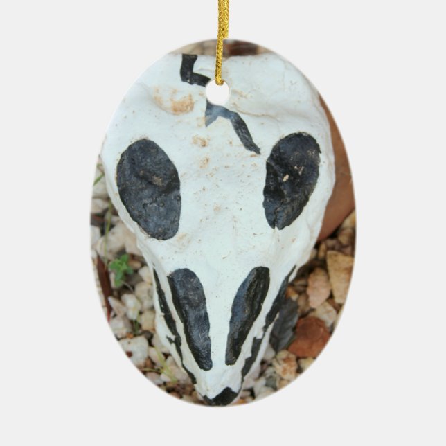 Dia de Muertos painted skull Ceramic Ornament (Front)