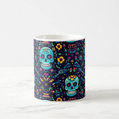 Da de Muertos Reverie Turquoise Sugar Skull Spec Coffee Mug