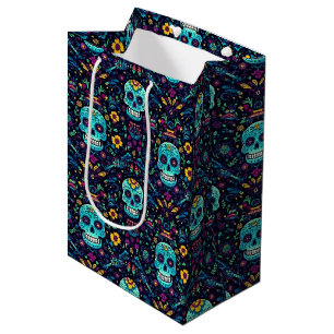 Día de Muertos Reverie: Turquoise Sugar Skull Spec Medium Gift Bag