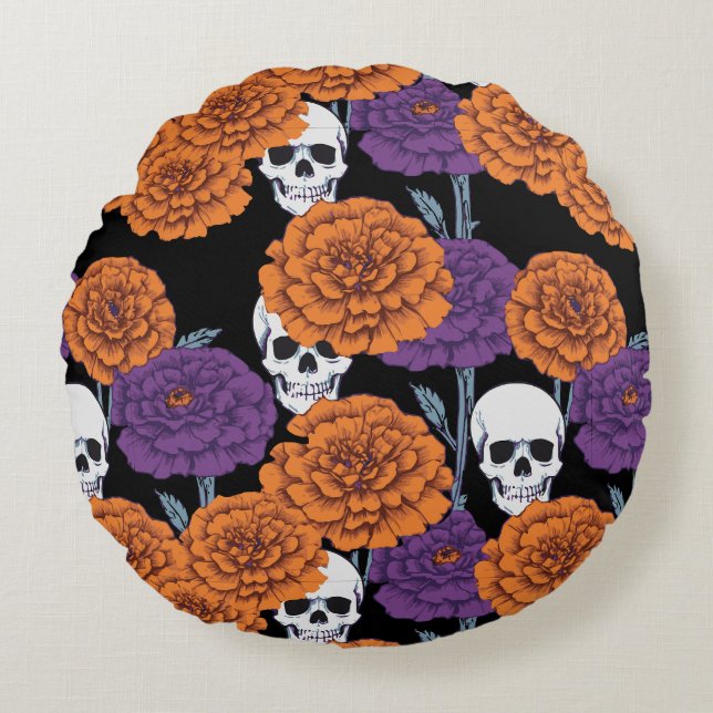 Día de Muertos Round Pillow (Front)