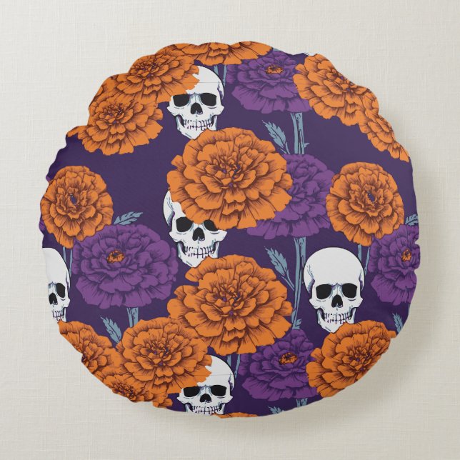 Día de Muertos Round Pillow (Front)