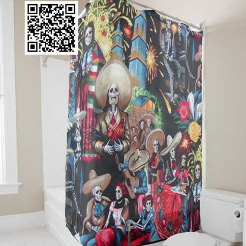 Da de Muertos Shower Curtain