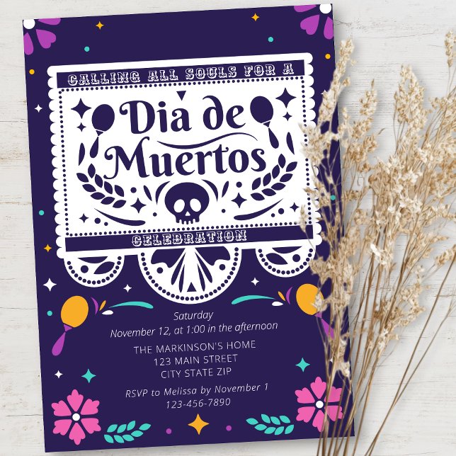 Dia De Muertos Simple Celebration Invitation (Creator Uploaded)