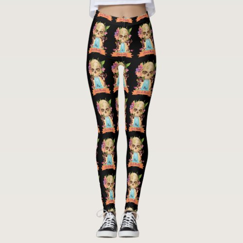 Dia de Muertos Skull Waterfall and Mariachi Leggings