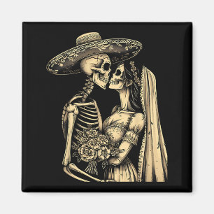 Dia De Muertos Sugar Skull Couple Skeleton Bride W Magnet