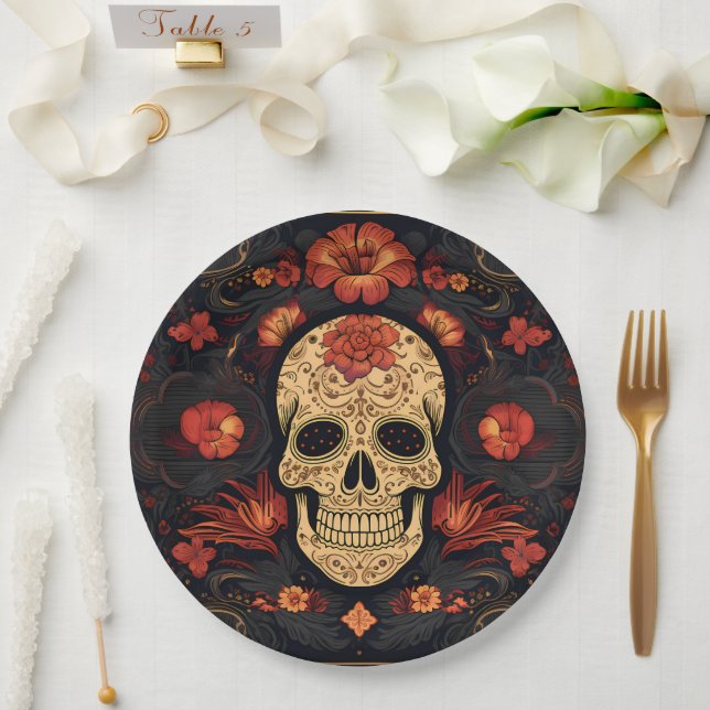 Dia de Muertos☠️ Sugar Skull  Paper Plates (Wedding)
