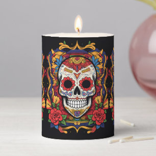 Dia de Muertos☠️ Sugar Skull  Pillar Candle