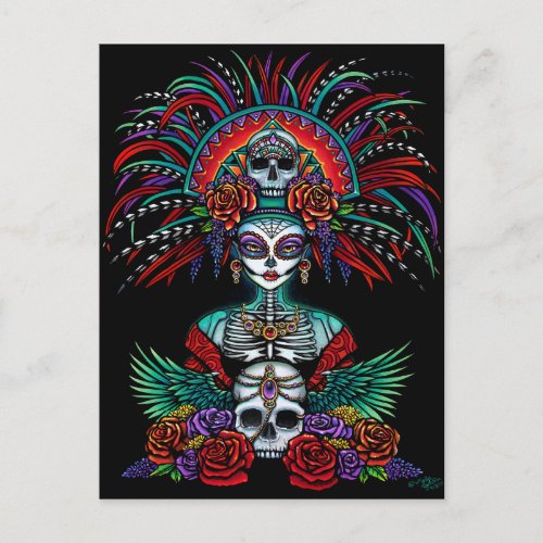 Dia De Muertos Suger Skull Mictecacihuatl Postcard