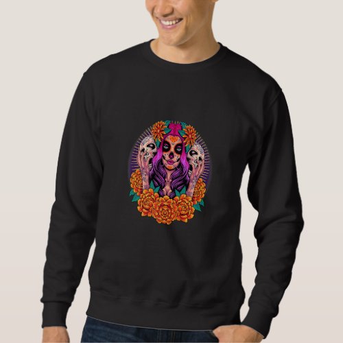 Dia De Muertos Tete De Mort Mexican Sweatshirt