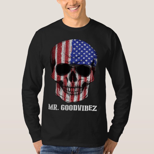 Dia Los Muertos Skull America T-Shirt (Front)