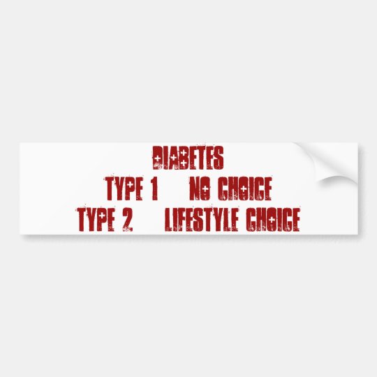 Diabetes 1 vs 2 bumpersticker bumper sticker Zazzle