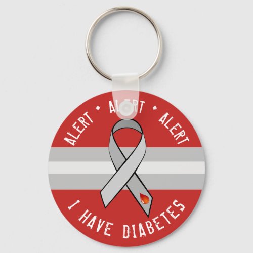 Diabetes Alert Key Chain Awareness Ribbon