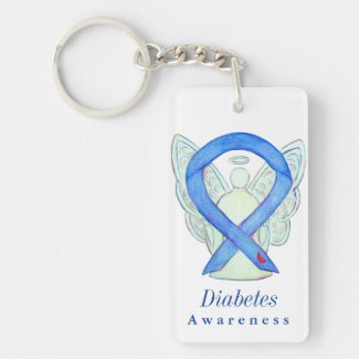Diabetes Angel Awareness Ribbon Custom Key Chain