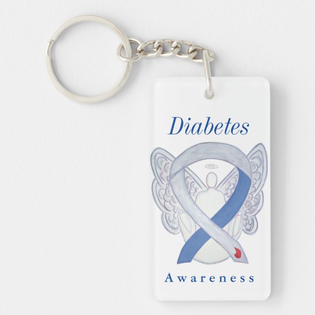 Diabetes Angel Awareness Ribbon Custom Keychain (Front)