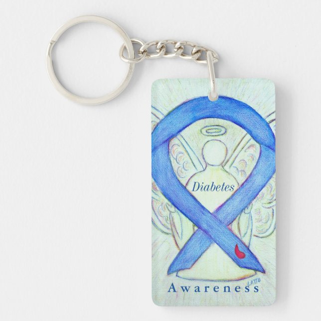 Diabetes Angel Awareness Ribbon Keychain (Front)