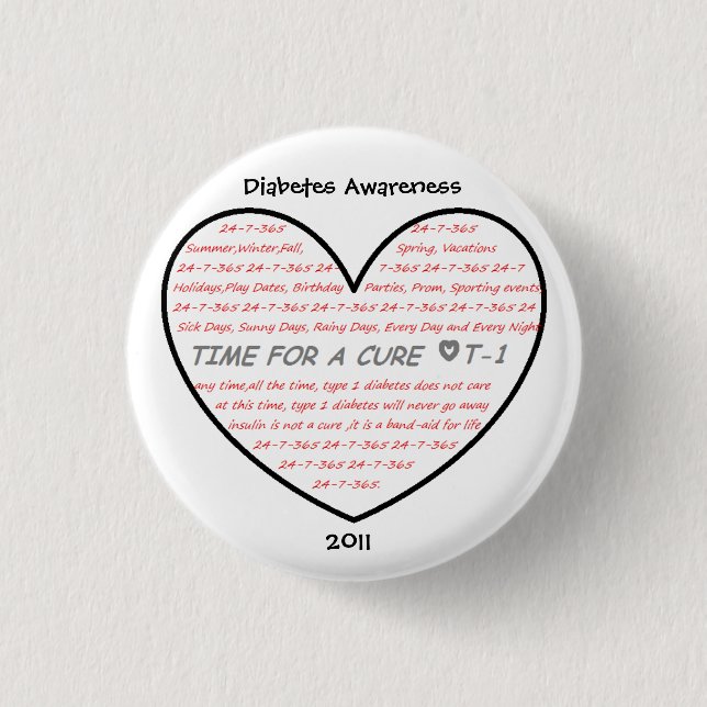 Diabetes Awareness 2011 Pinback Button (Front)
