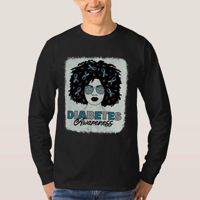 Diabetes Awareness Afro African American Melanin W T-Shirt (Front)