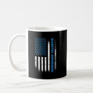 Diabetes Awareness American Flag  Blue Ribbon  Coffee Mug