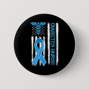 Diabetes Awareness American Flag Diabetes Nurse Button