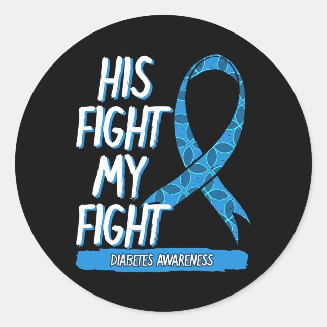 Diabetes Awareness Blue Fight Ribbon DM Diabetic G Classic Round Sticker (Front)