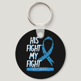 Diabetes Awareness Blue Fight Ribbon DM Diabetic G Keychain