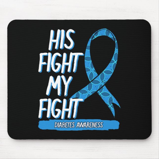 Diabetes Awareness Blue Fight Ribbon DM Diabetic G Mouse Pad (Front)