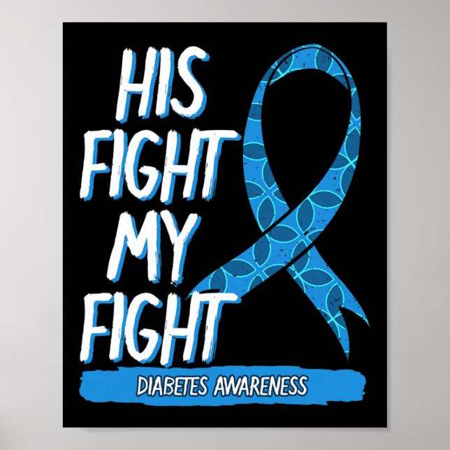 Diabetes Awareness Blue Fight Ribbon DM Diabetic G Poster (Front)
