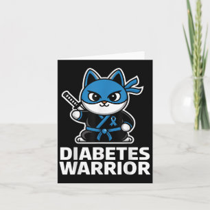 Diabetes Awareness Blue Ribbon Ninja Cat Diabetes  Card