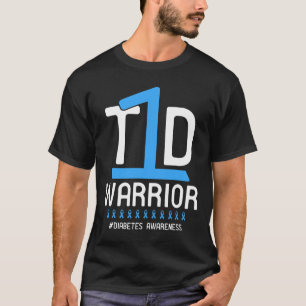 Diabetes Awareness Blue Ribbon T1D Warrior 1 T-Shirt