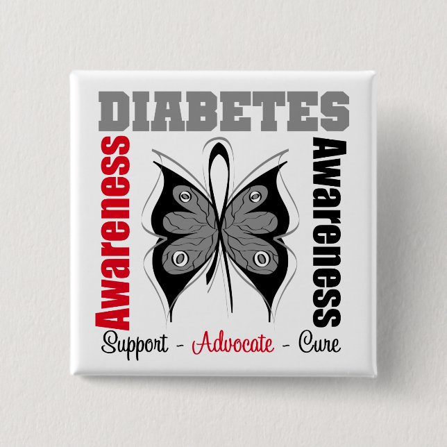 Diabetes Awareness Butterfly Button (Front)