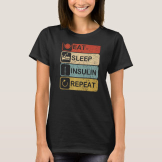 Diabetes Awareness Cycle Eat Sleep Insulin Repeat  T-Shirt