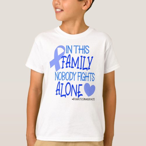 Diabetes Awareness Family Nobody Fights Alone T_Shirt