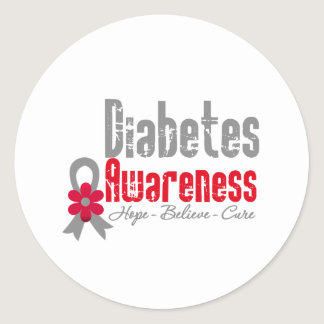 Diabetes Awareness Flower Ribbon Classic Round Sticker