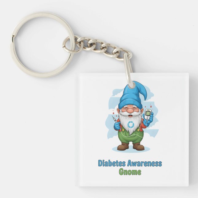 Diabetes Awareness Gnome PNG | Cute Diabetes  Keychain (Front)