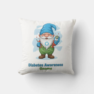 Diabetes Awareness Gnome PNG   Cute Diabetes  Throw Pillow