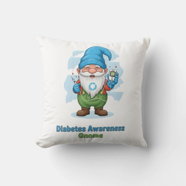 Diabetes Awareness Gnome PNG | Cute Diabetes  Throw Pillow (Front)