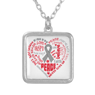 Diabetes Awareness Heart Words Silver Plated Necklace